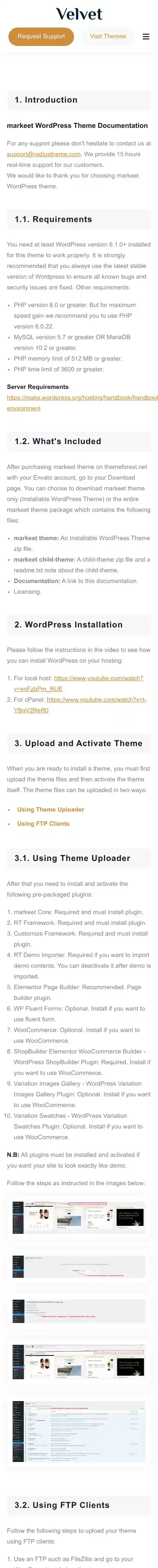Velvet home page on mobile