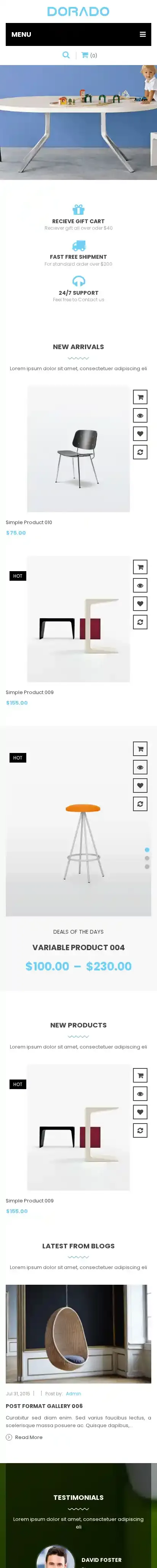VG Dorado home page on mobile