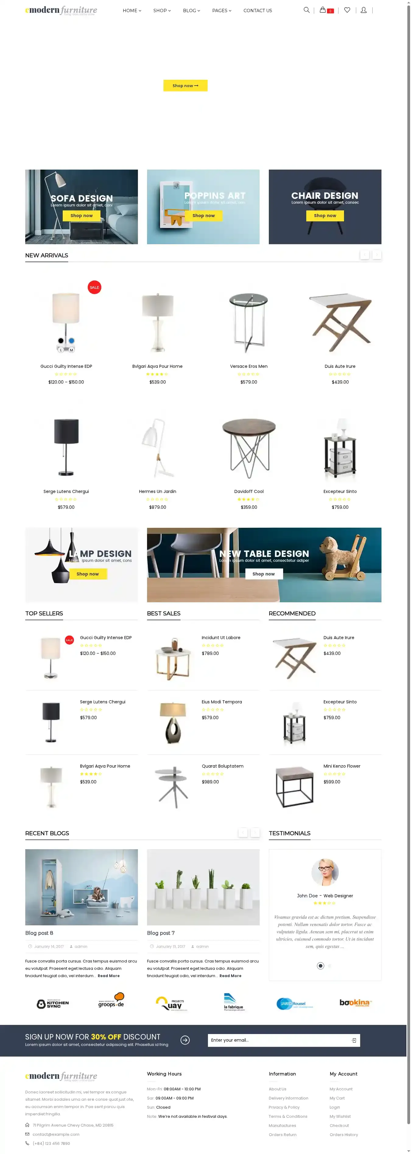 VG Emodern home page on desktop