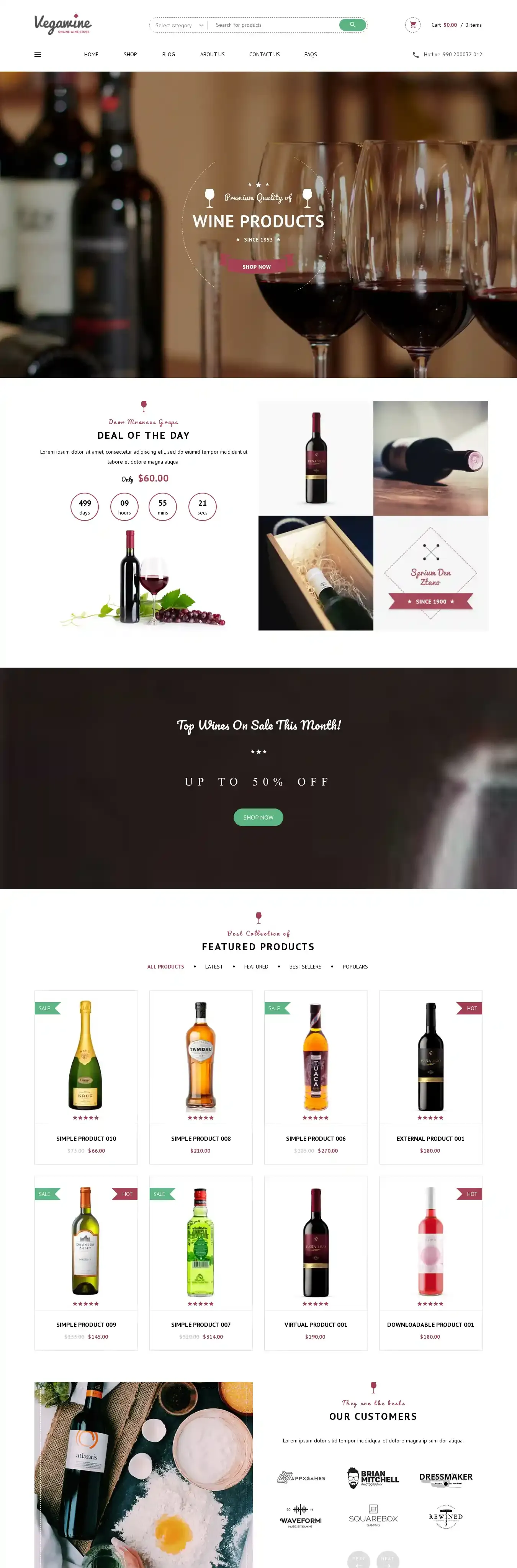 VG VegaWine home page on desktop