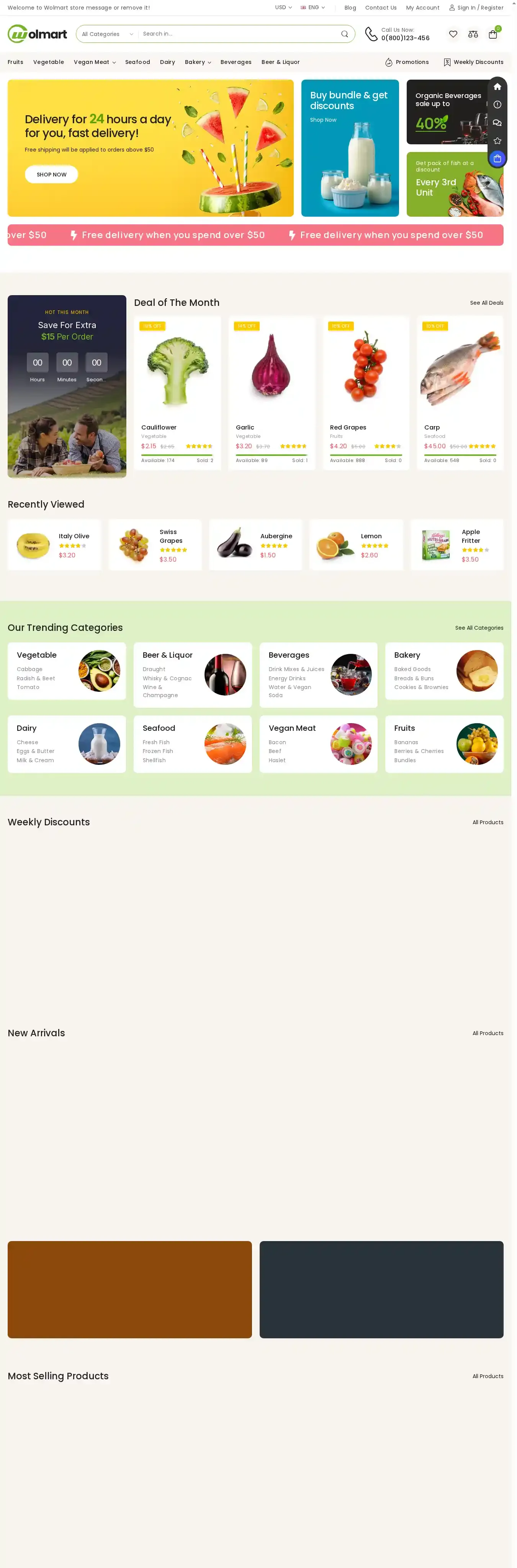 Wolmart home page on desktop