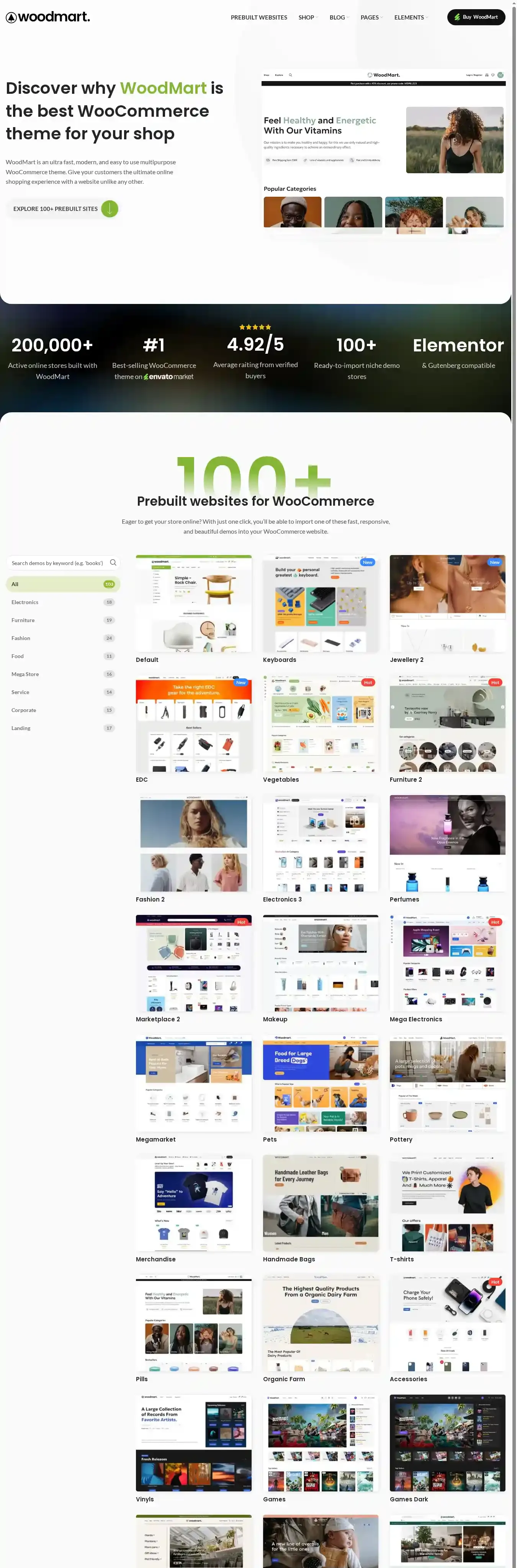 WoodMart home page on desktop