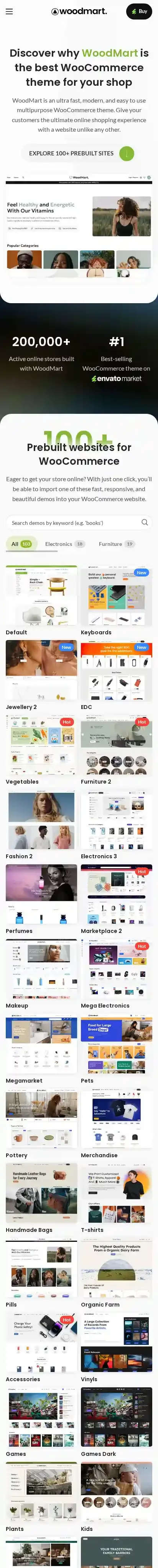 WoodMart home page on mobile