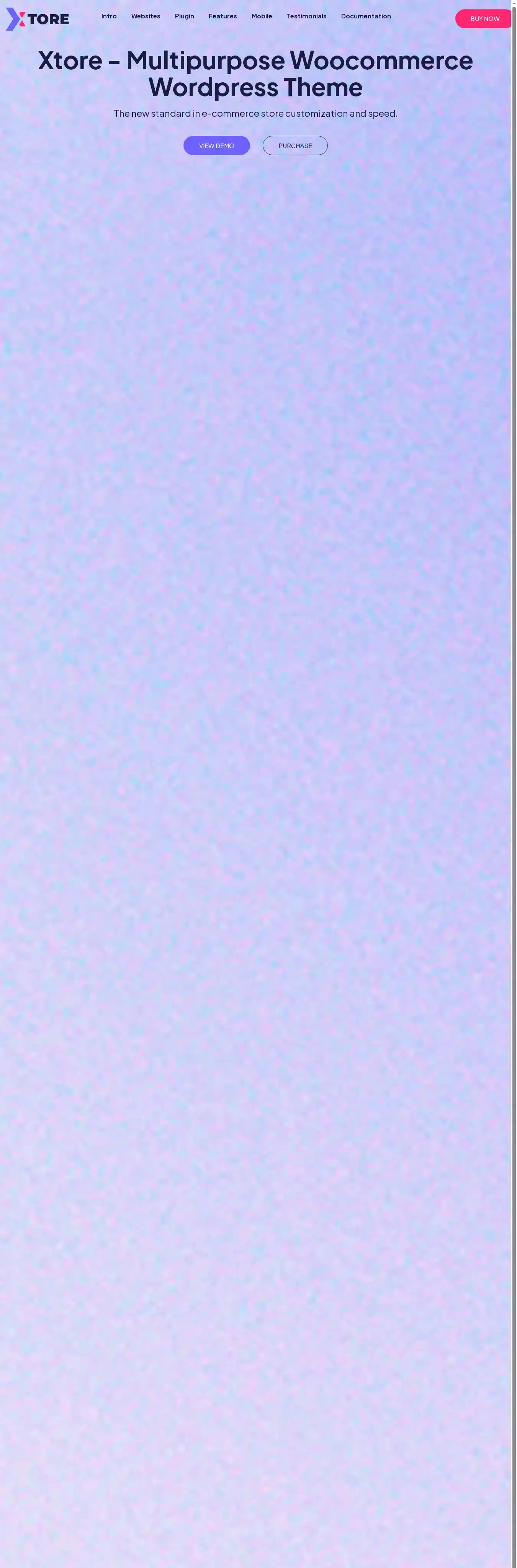 Xtore home page on desktop