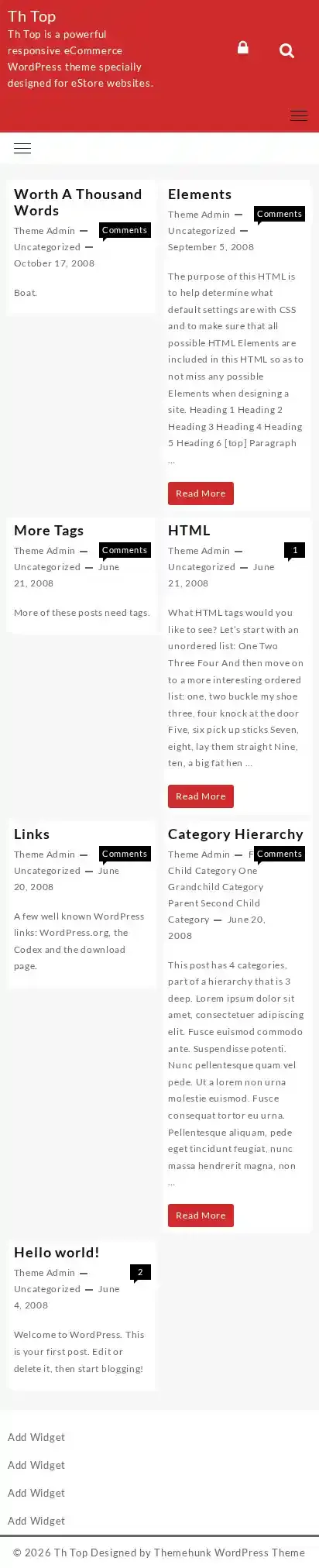 Th Top home page on mobile