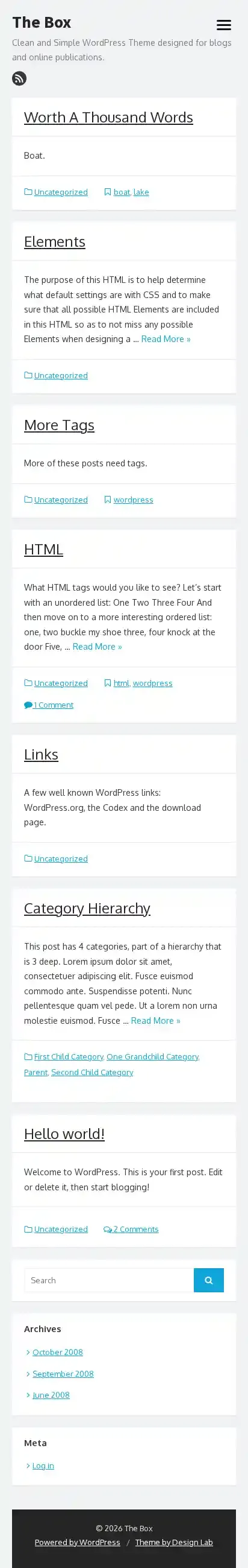 The Box home page on mobile
