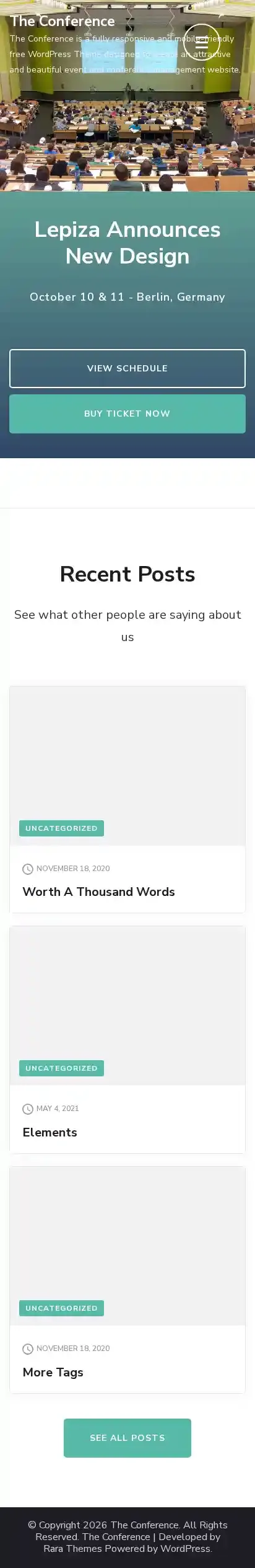 The Conference home page on mobile