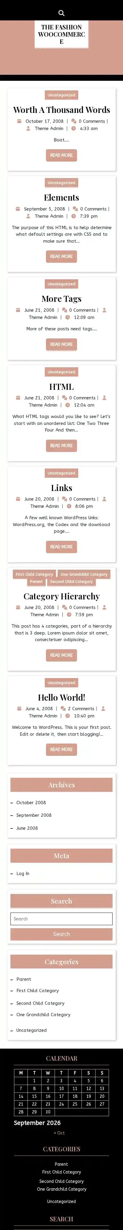 The Fashion Woocommerce home page on mobile
