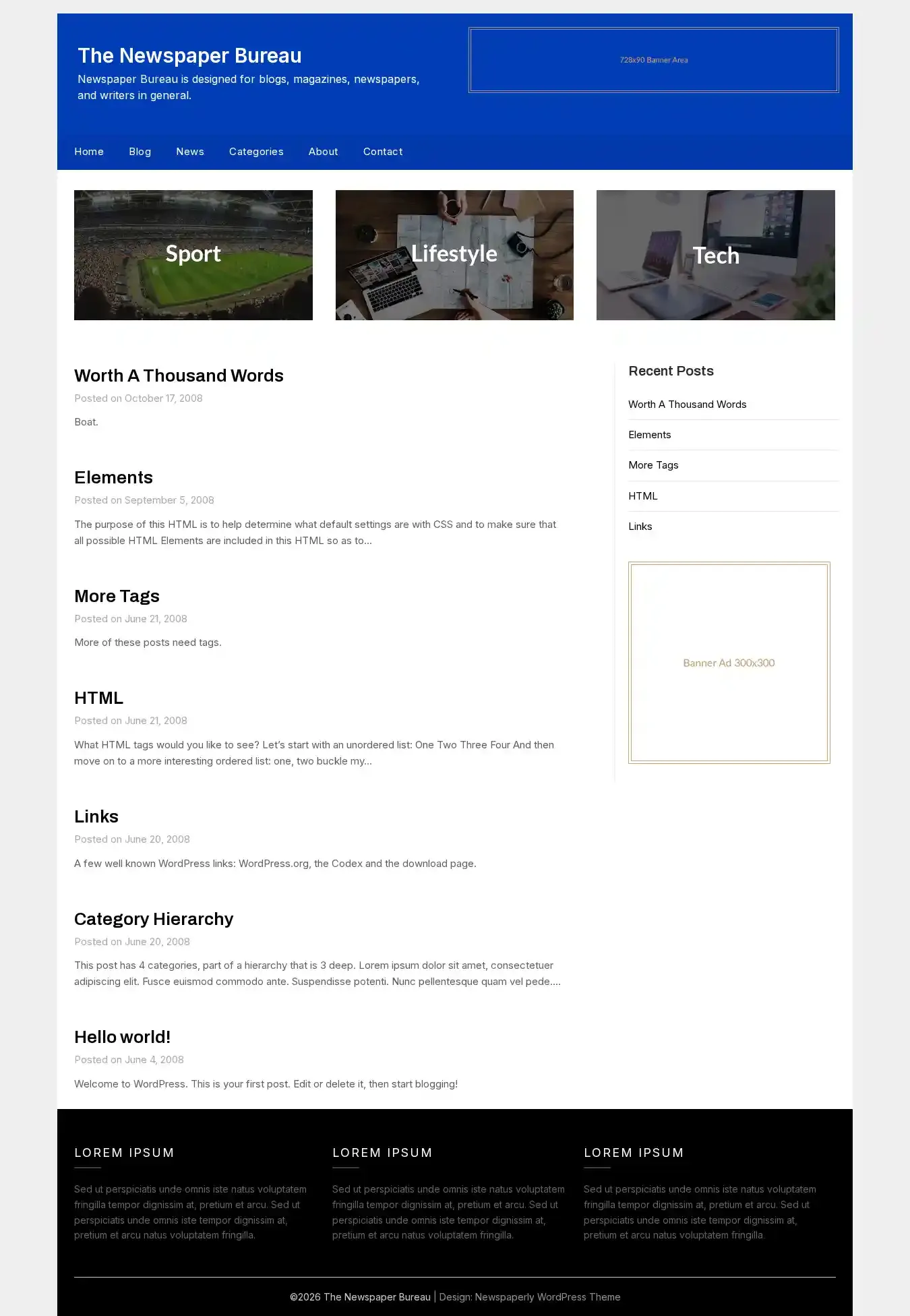 The Newspaper Bureau home page on desktop