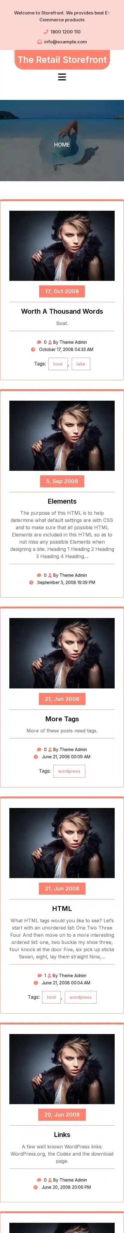 The Retail Storefront home page on mobile