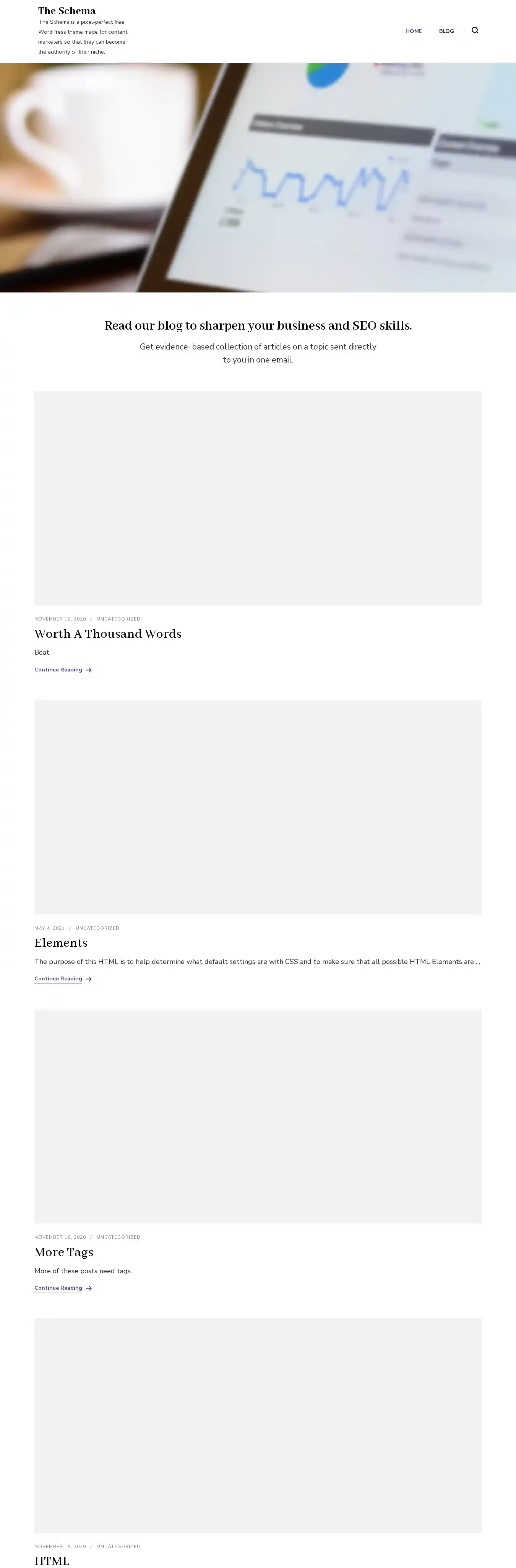 The Schema home page on desktop