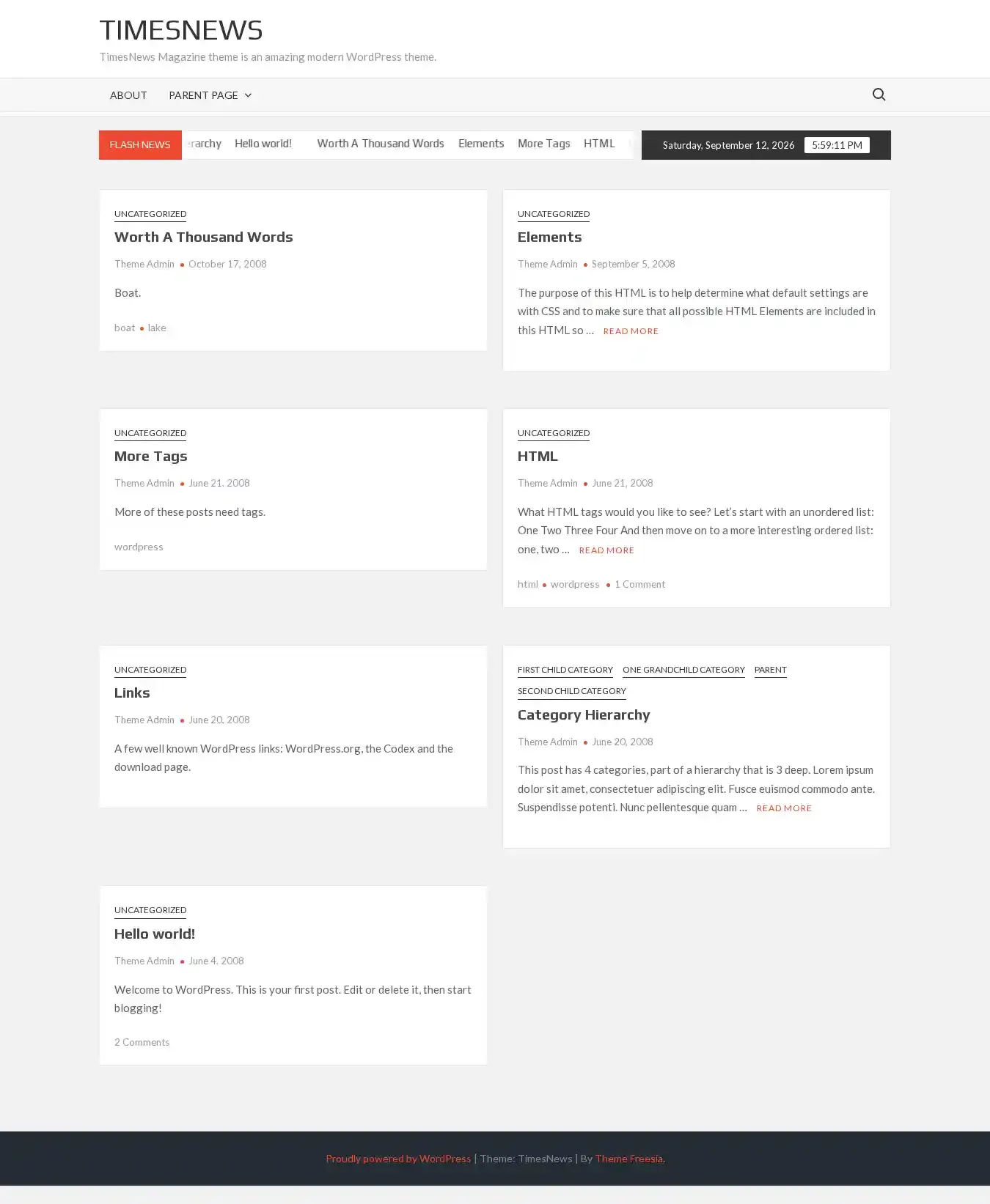 TimesNews home page on desktop