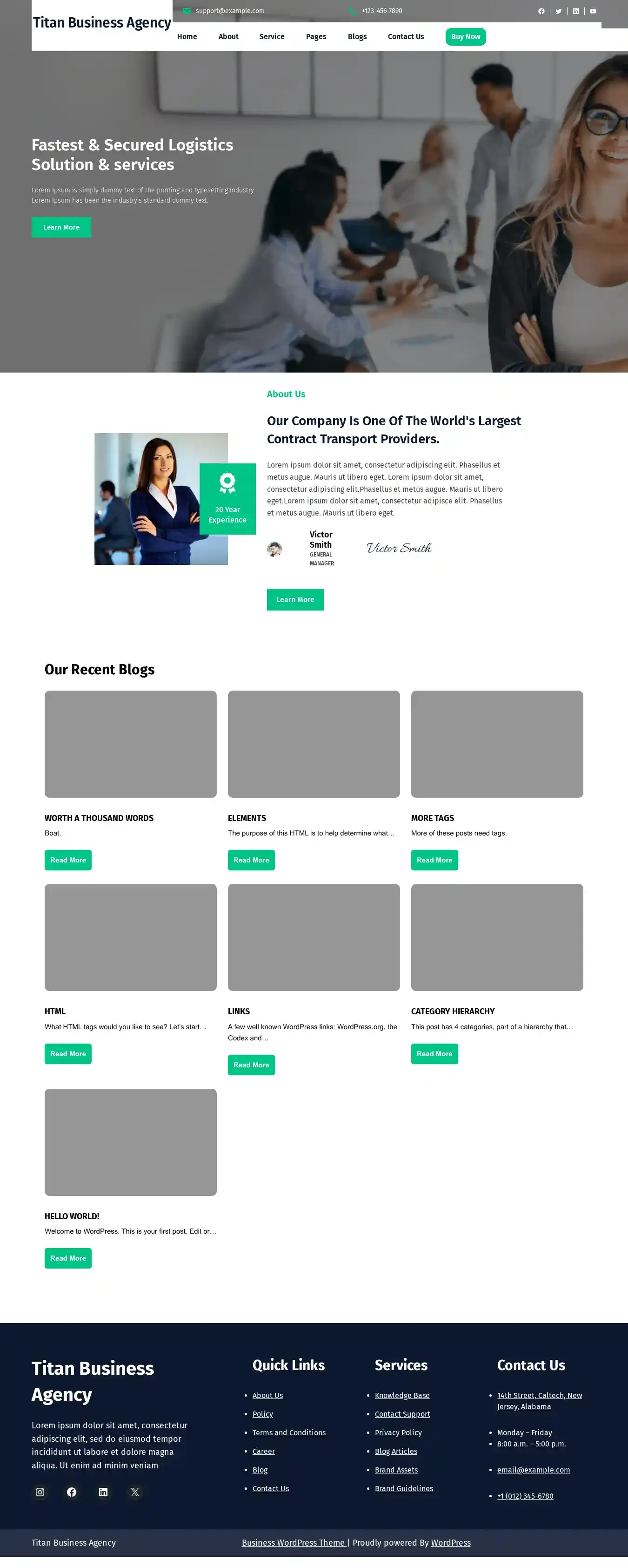 Titan Business Agency home page on desktop