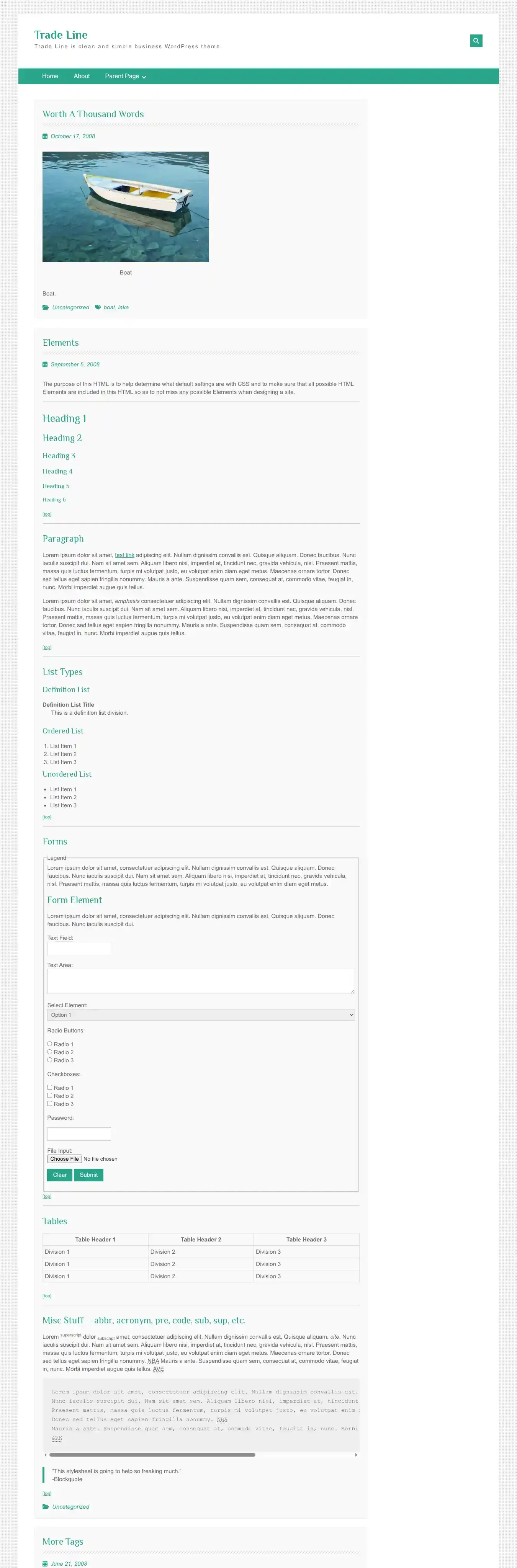 Trade Line home page on desktop