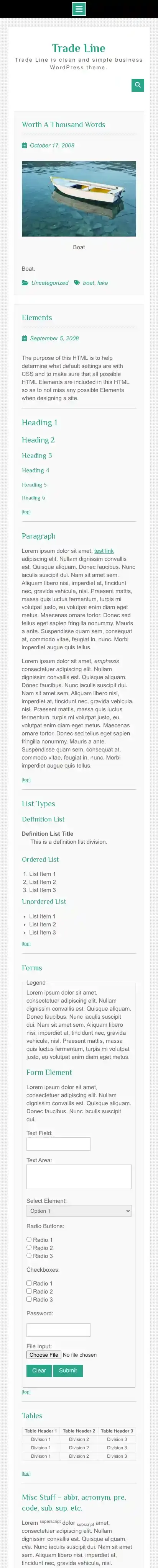 Trade Line home page on mobile