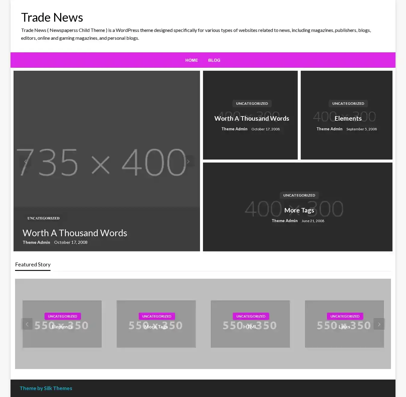 Trade News home page on desktop