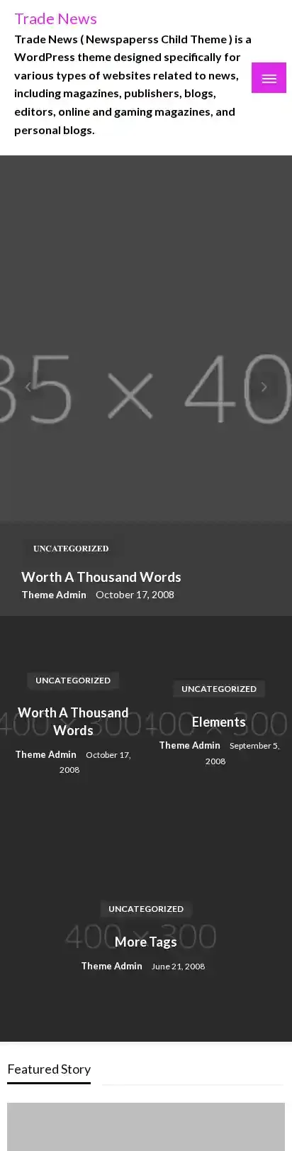 Trade News home page on mobile