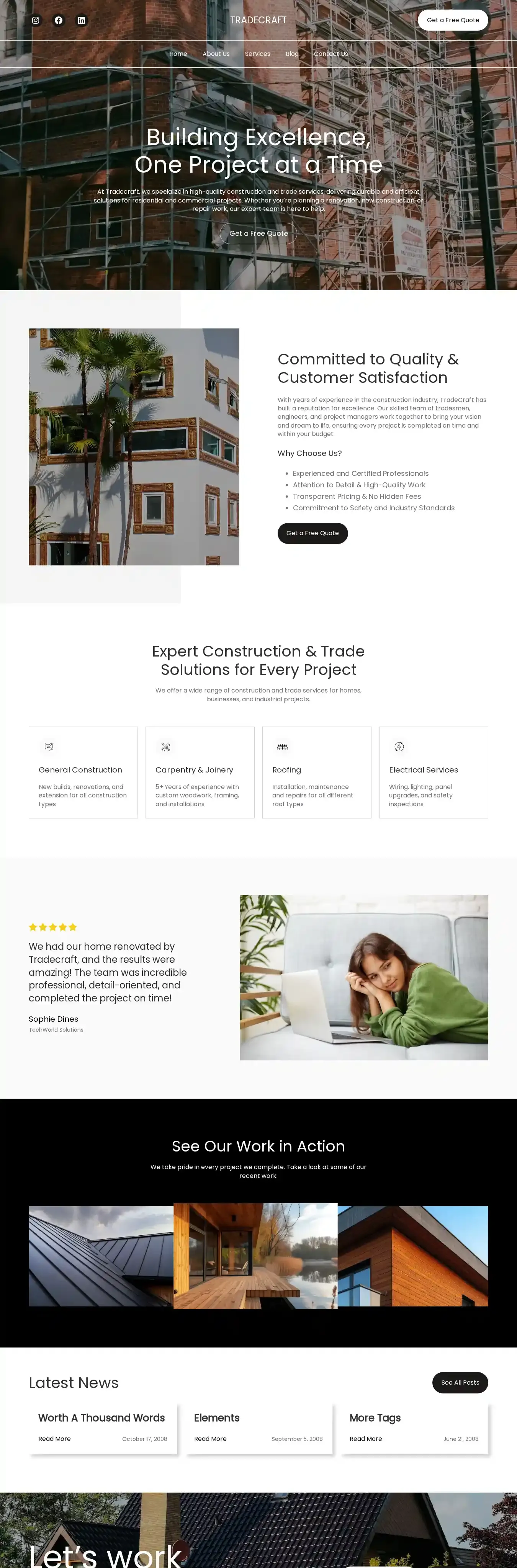 TradeCraft home page on desktop