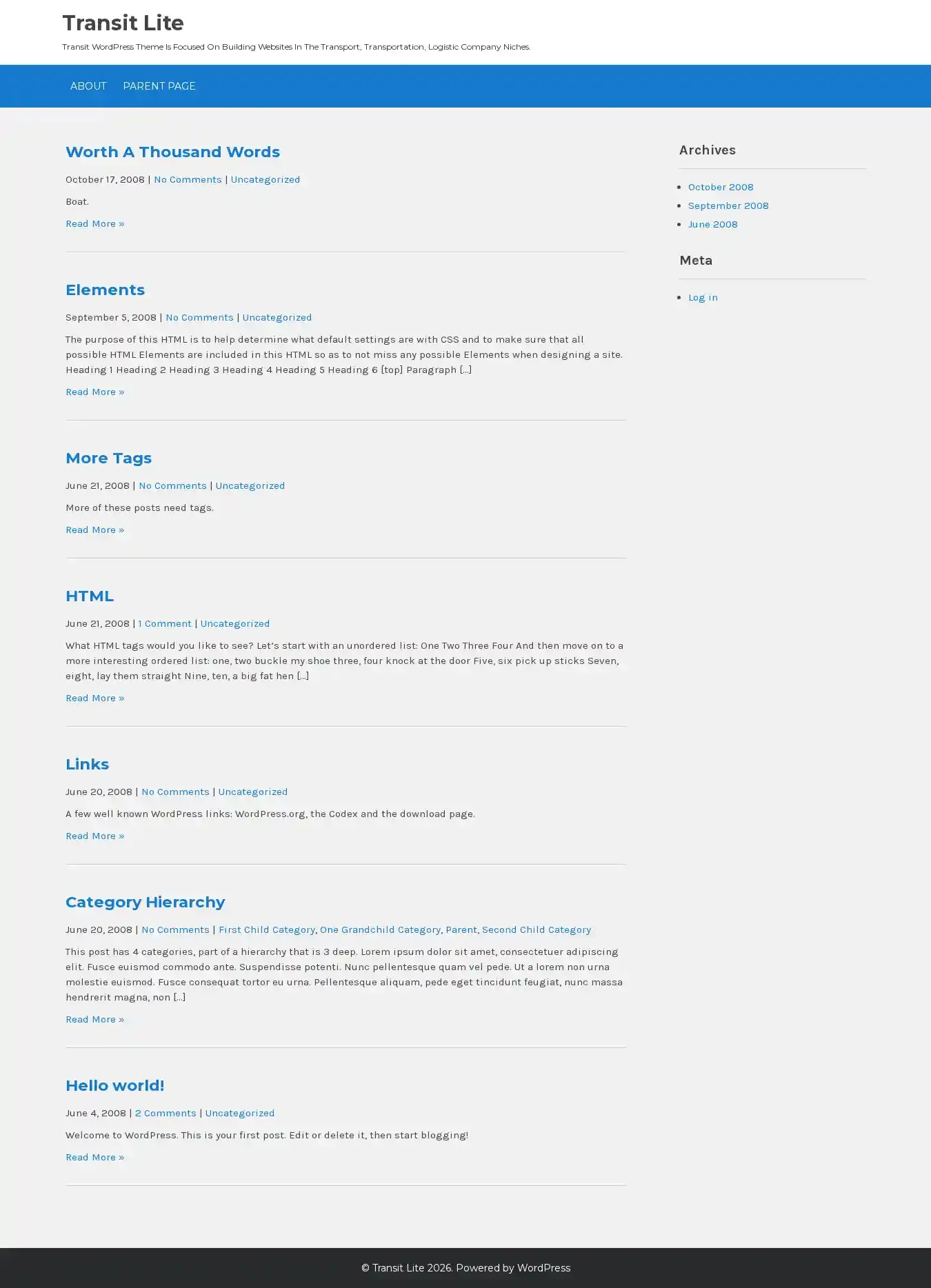 Transit Lite home page on desktop