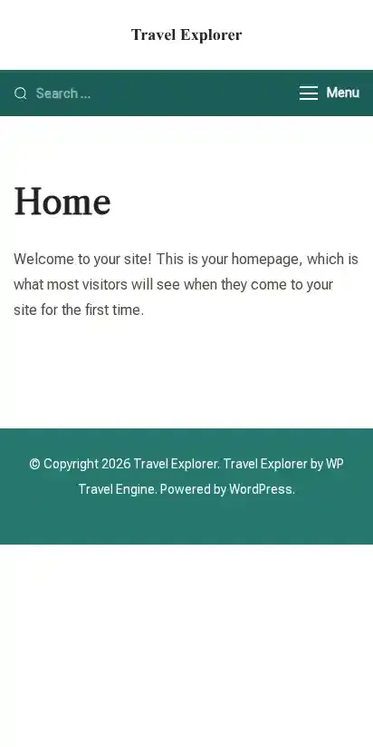 Travel Explorer home page on mobile