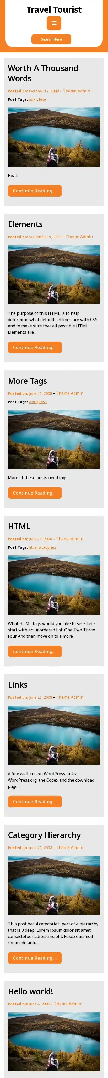 Travel Tourist home page on mobile