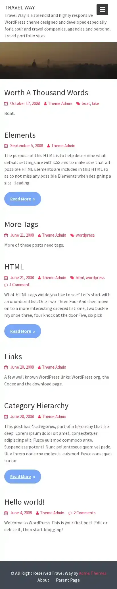 Travel Way home page on mobile