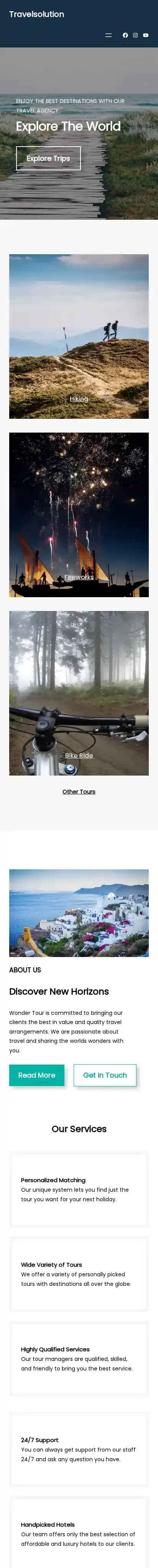 Travelsolution home page on mobile