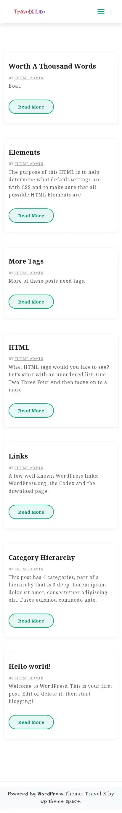 TravelX Lite home page on mobile