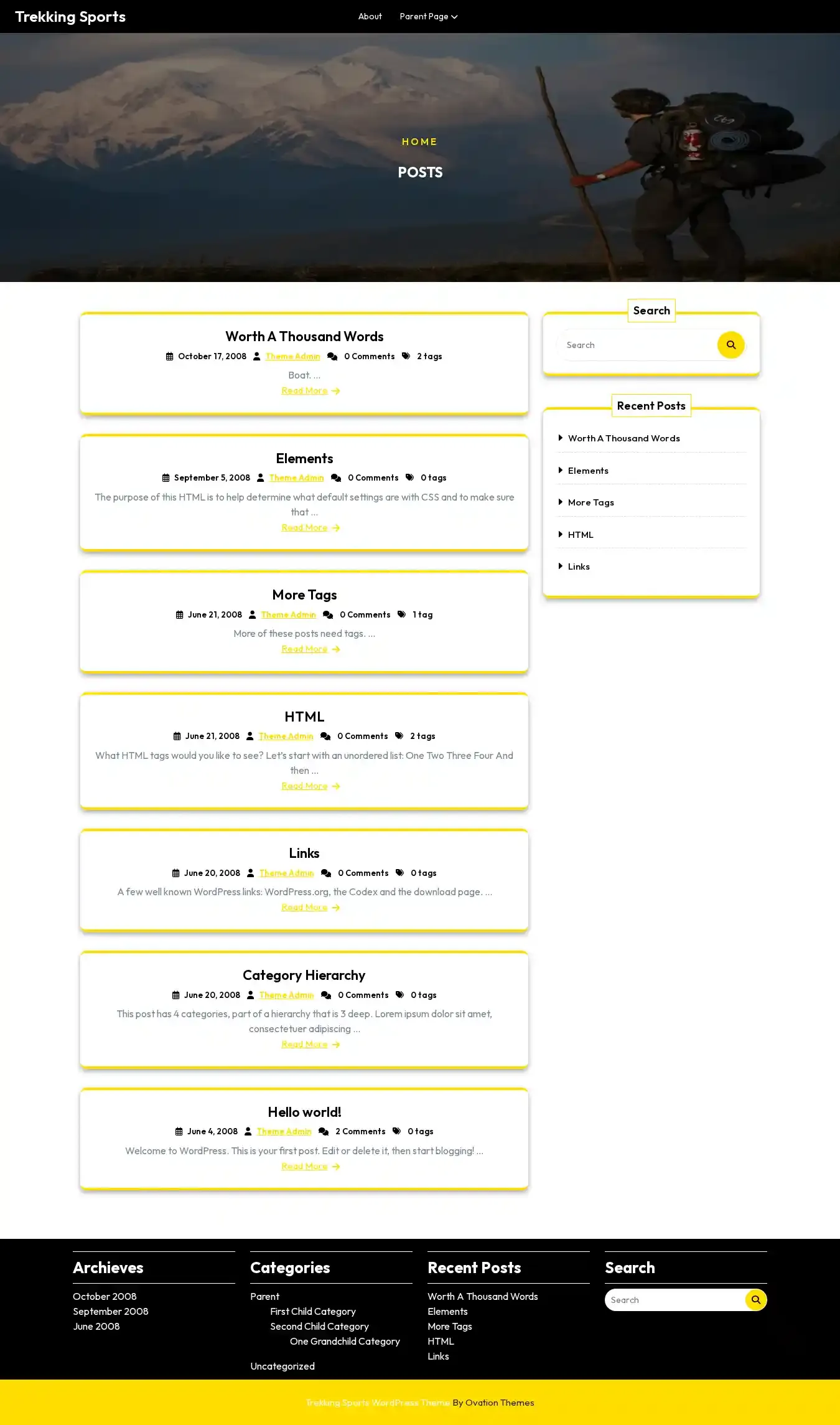 Trekking Sports home page on desktop