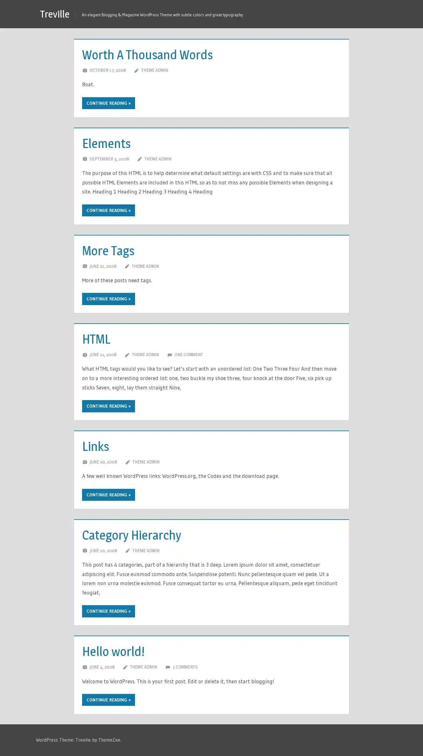 Treville home page on desktop