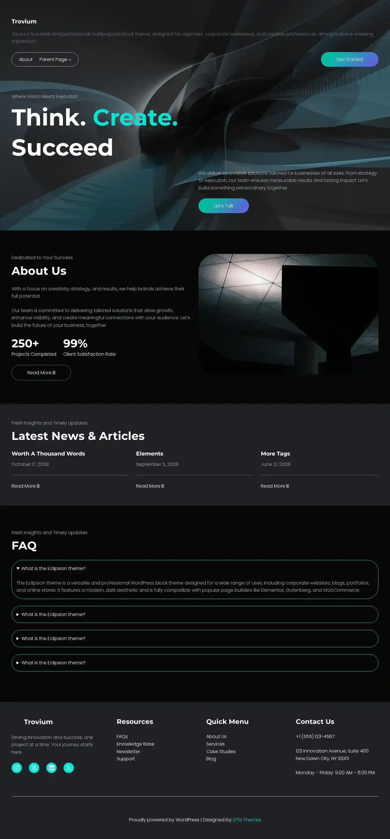 Trovium home page on desktop