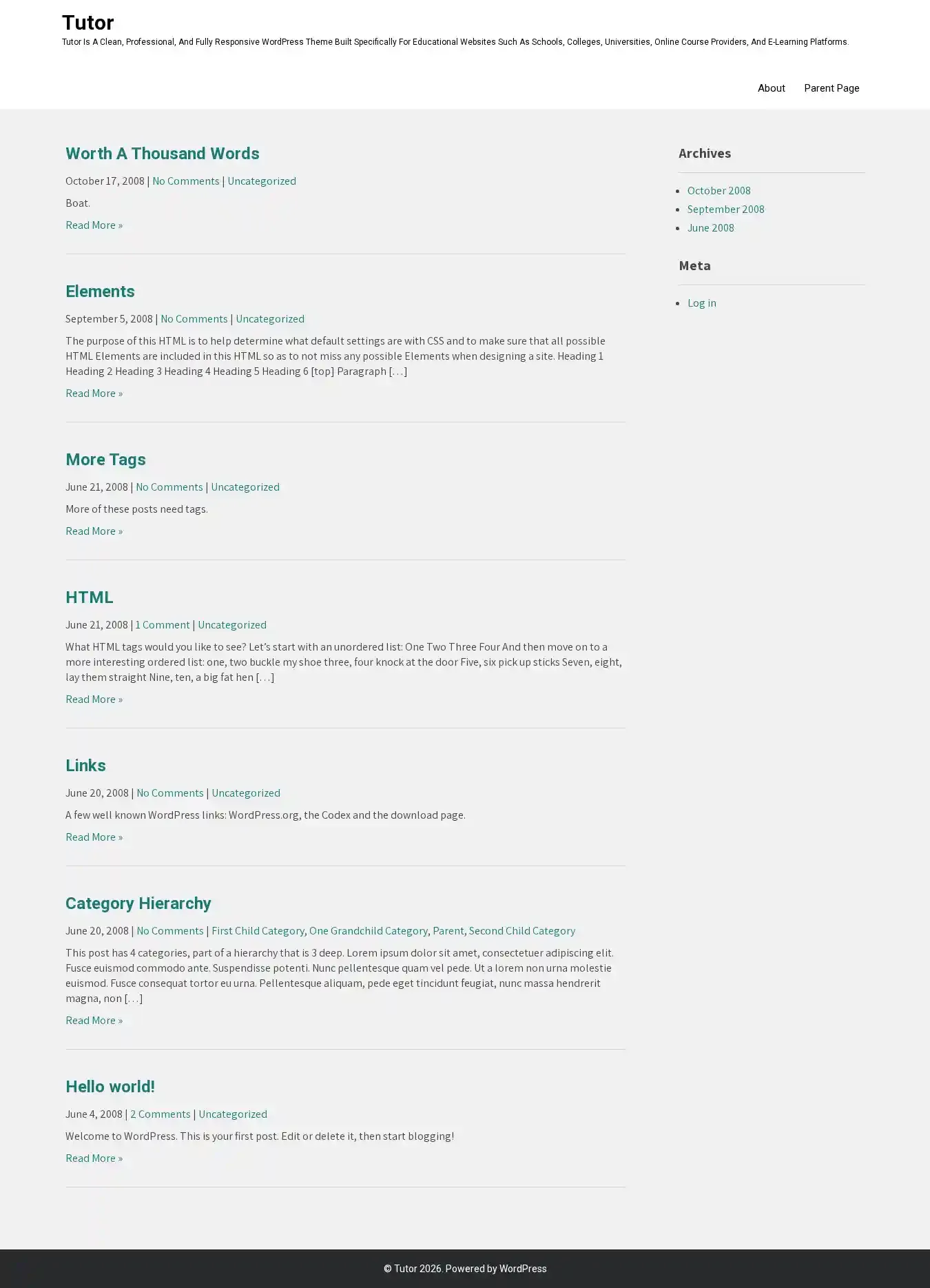 Tutor home page on desktop