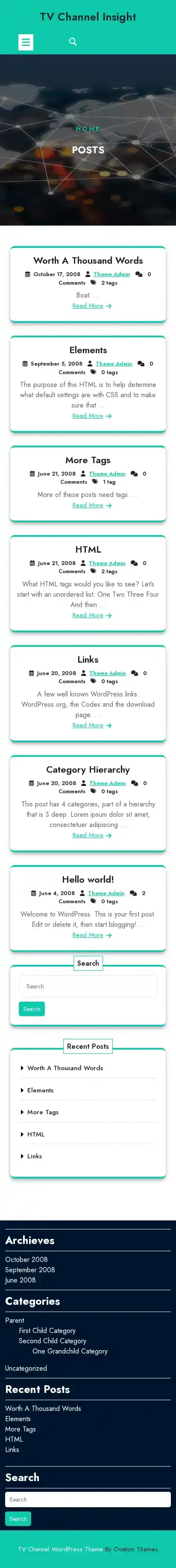TV Channel Insight home page on mobile