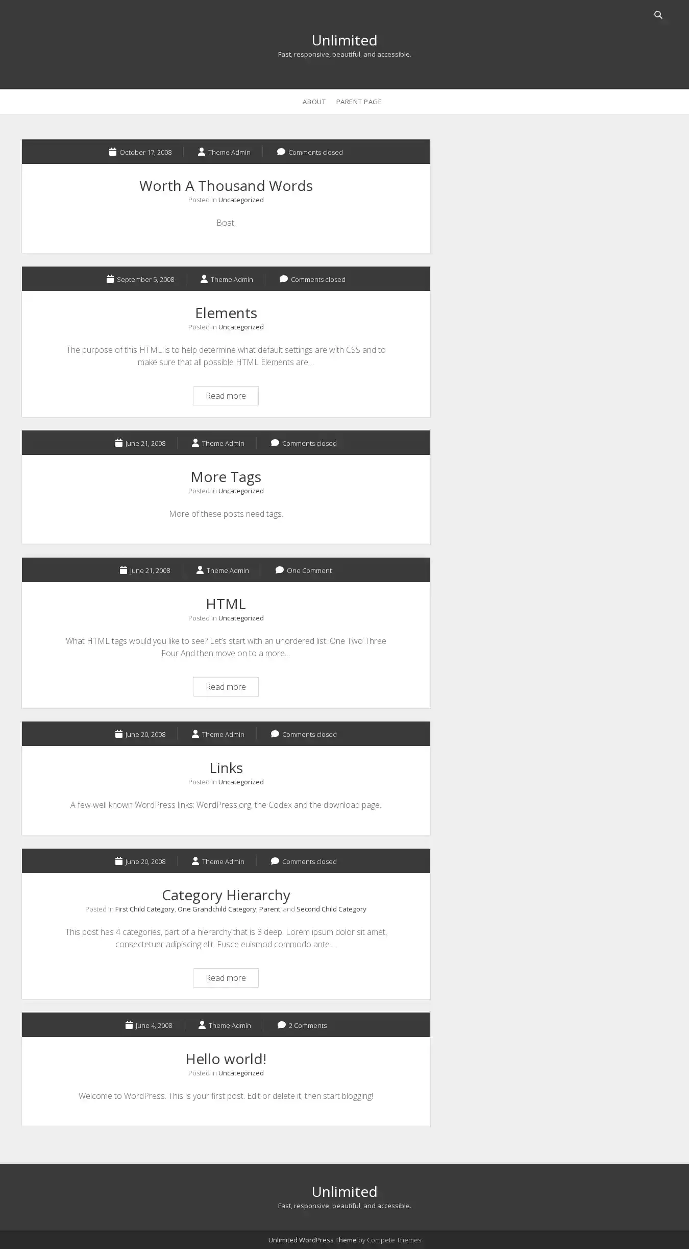 Unlimited home page on desktop