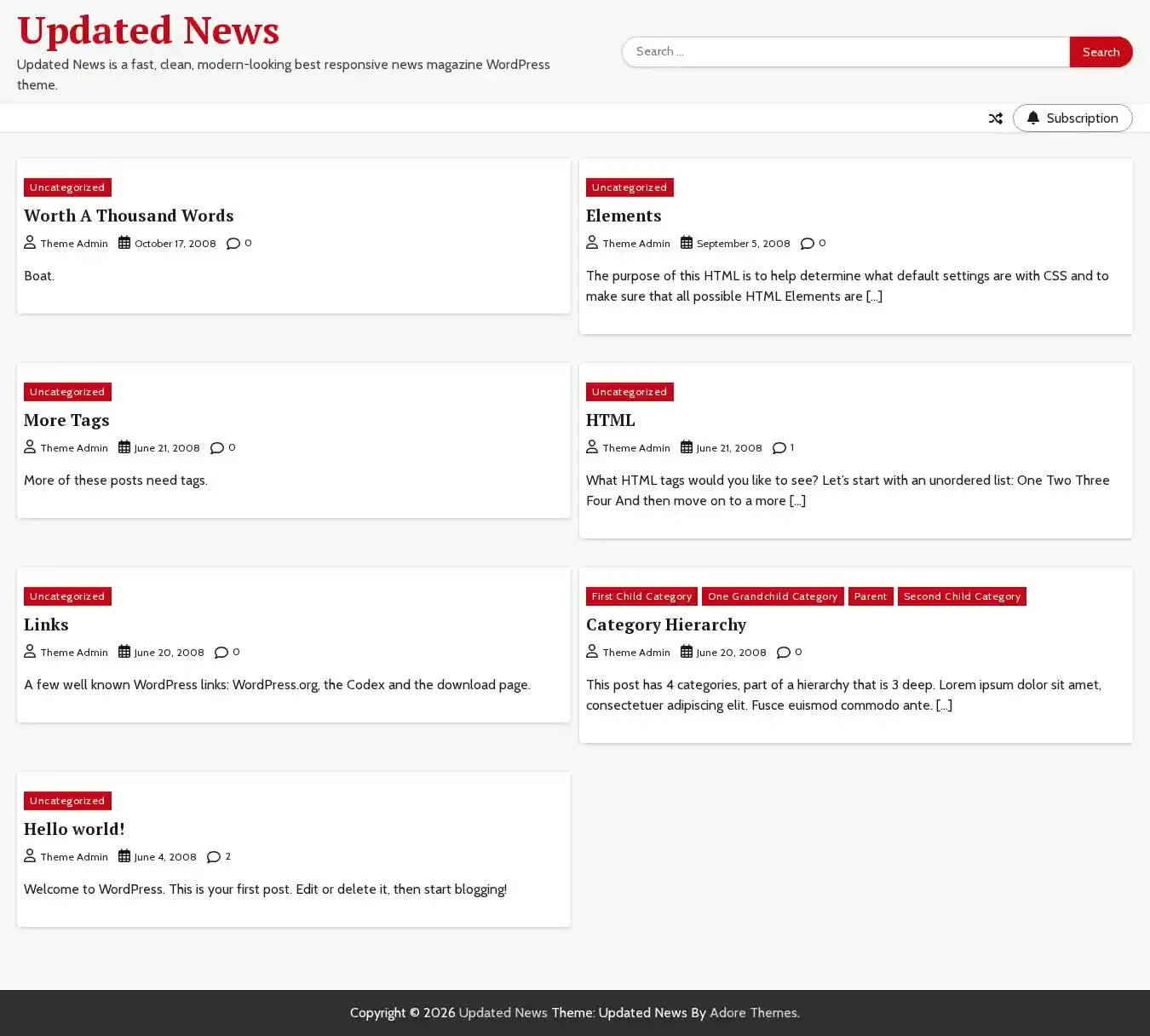 Updated News home page on desktop
