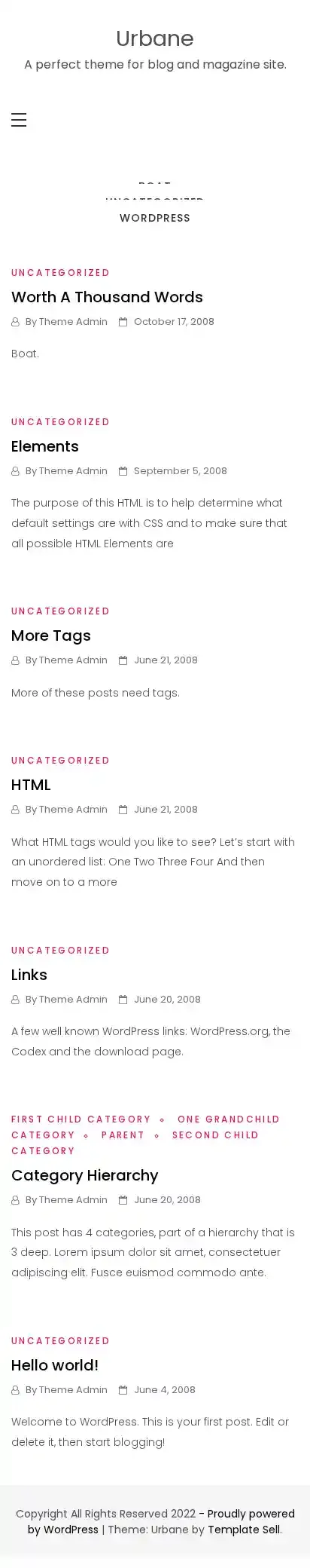 Urbane home page on mobile
