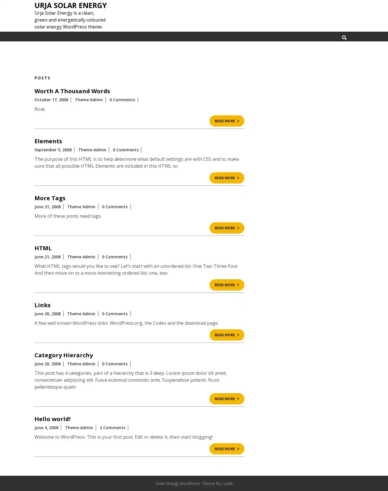 Urja Solar Energy home page on desktop