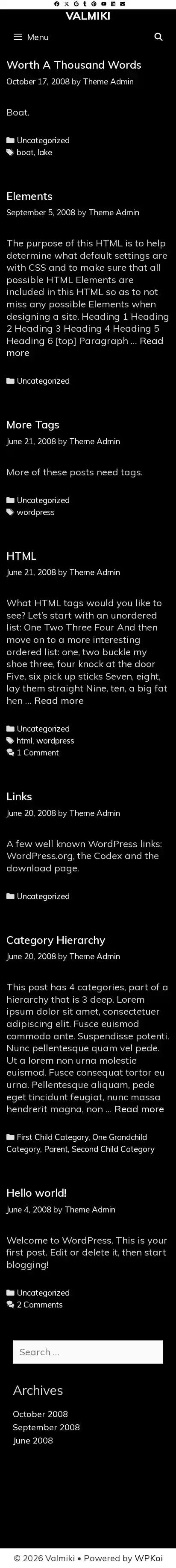 Valmiki home page on mobile