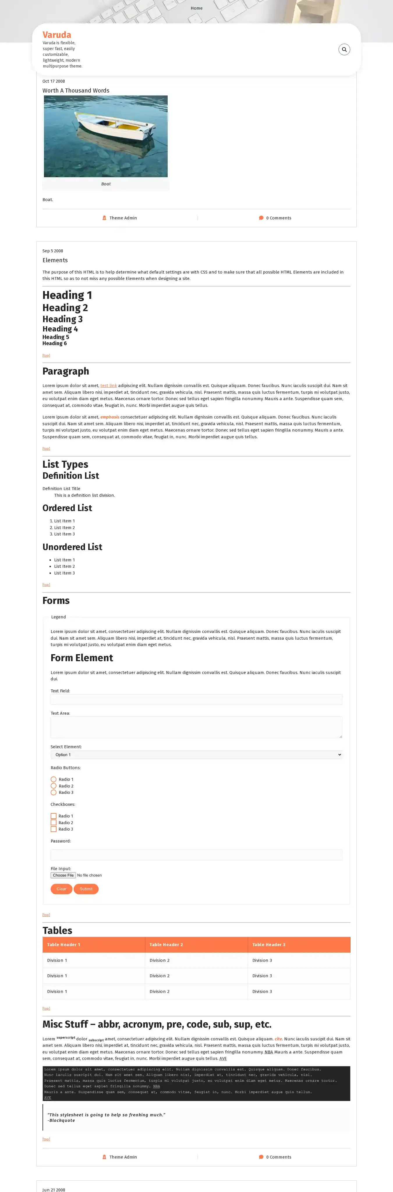 Varuda home page on desktop