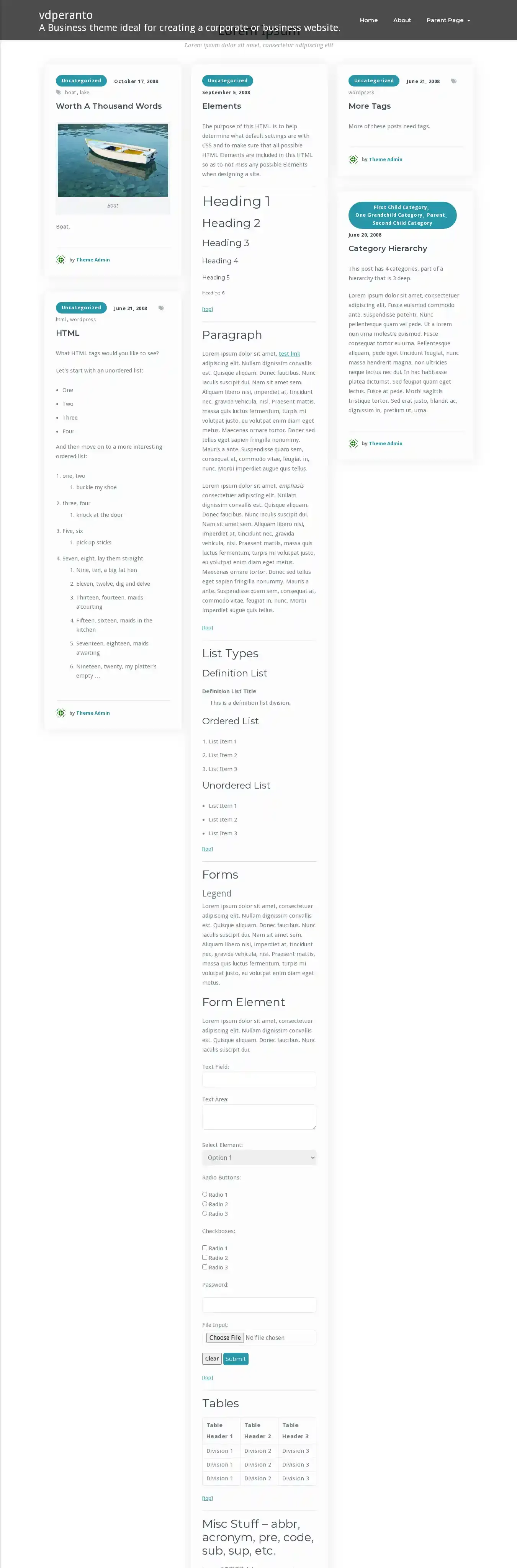 vdperanto home page on desktop