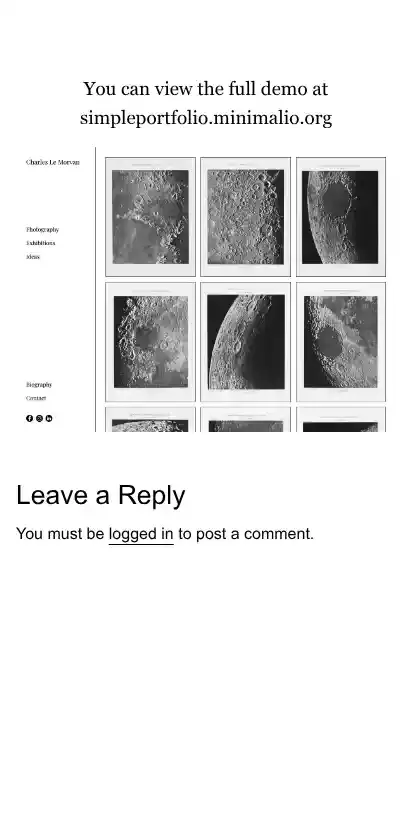 Very Simple Portfolio home page on mobile
