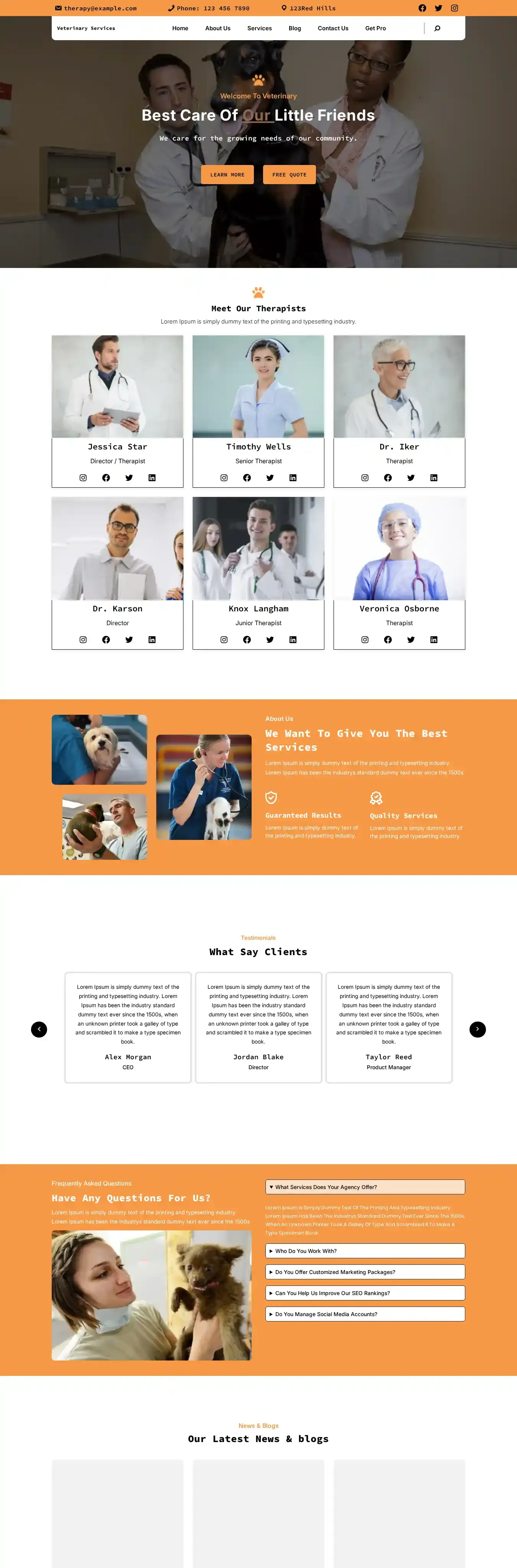 Veterinary Services home page on desktop