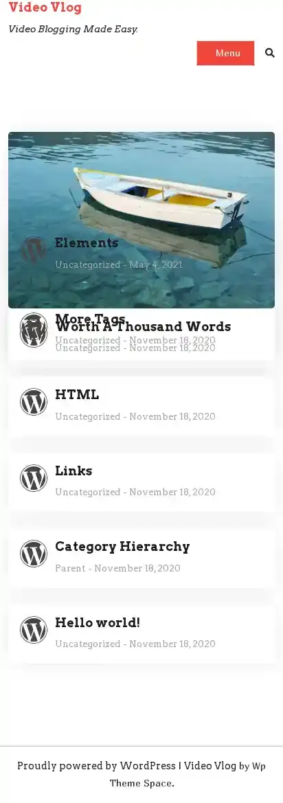 Video Vlog home page on mobile