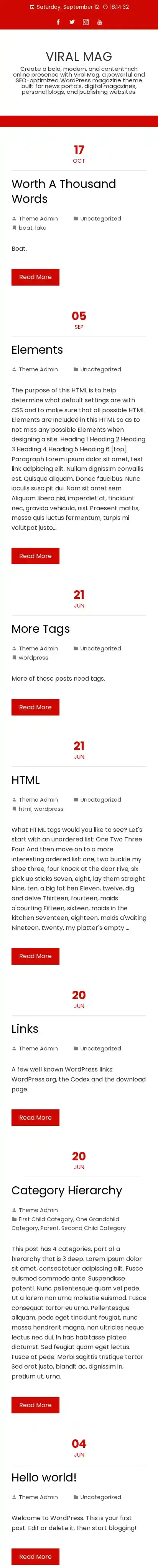 Viral Mag home page on mobile