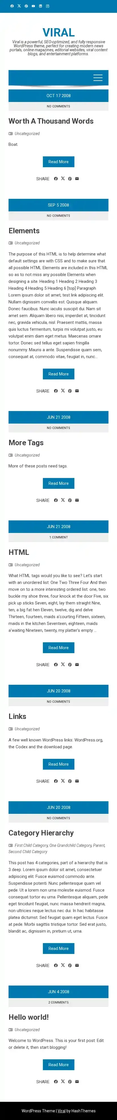 Viral home page on mobile