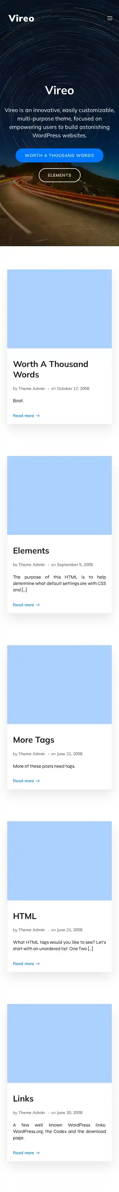Vireo home page on mobile