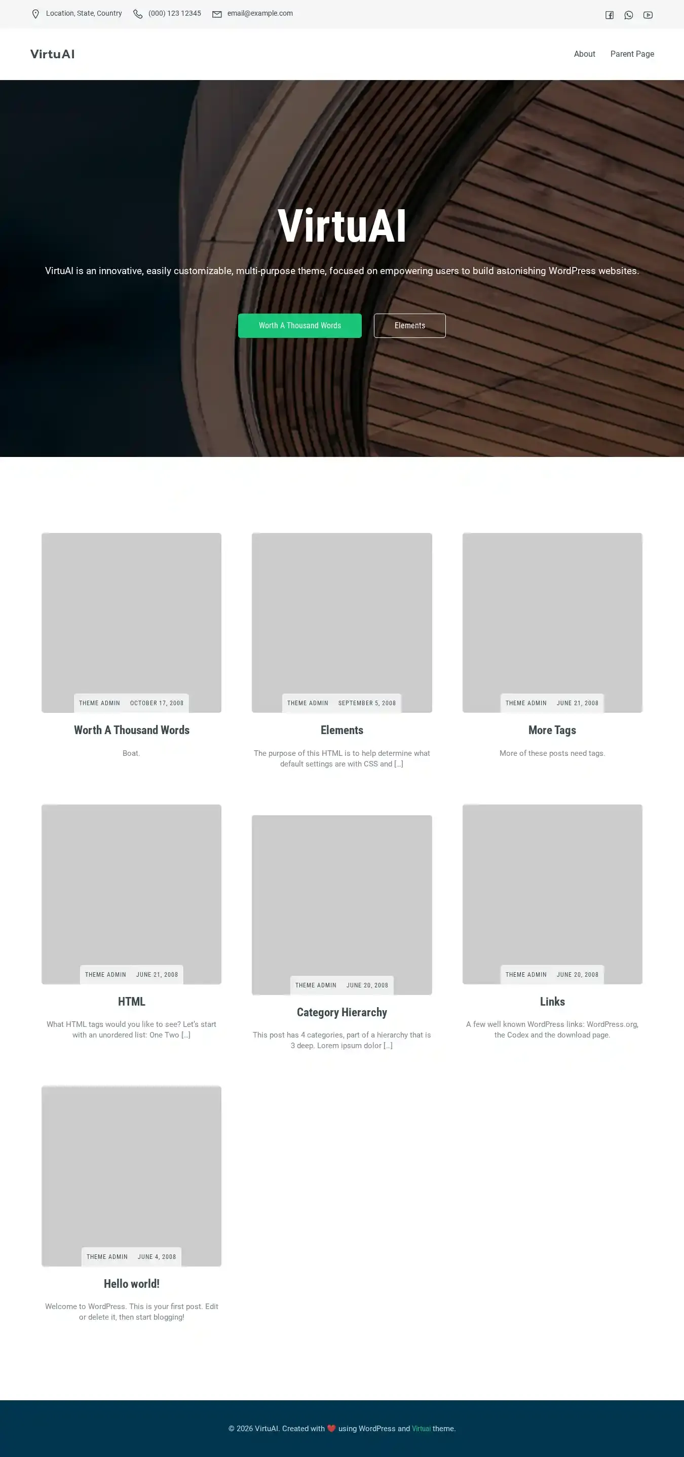 VirtuAI home page on desktop