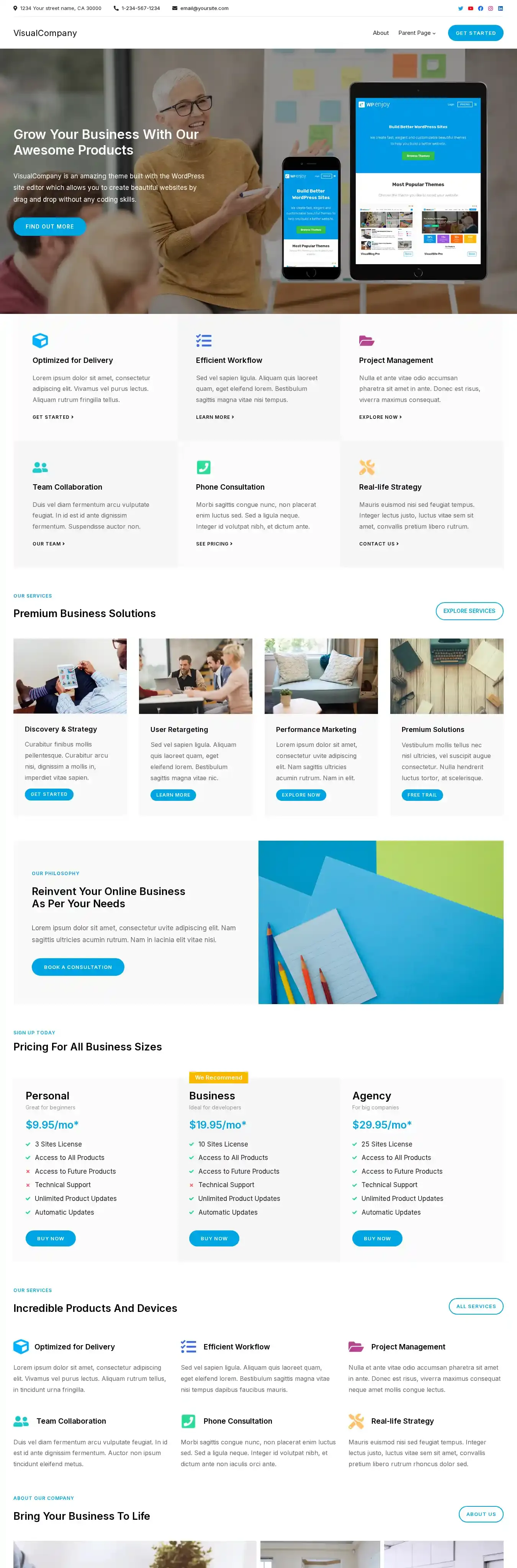VisualCompany home page on desktop