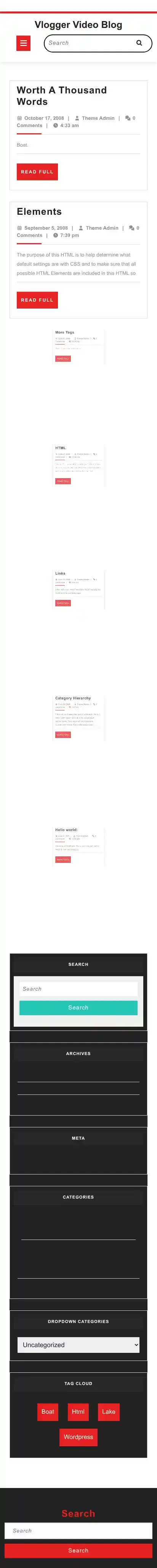 Vlogger Video Blog home page on mobile