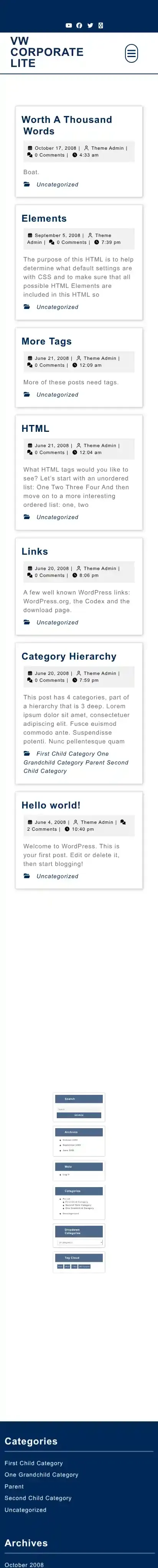VW Corporate Lite home page on mobile